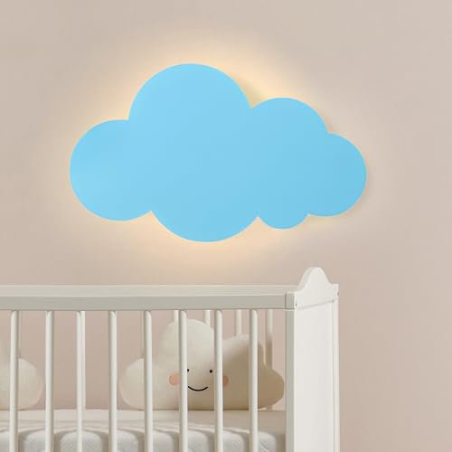 KZT Kinderzimmer LED Wandleuchte Innen Warmweiß 3000K Wandlampe Cartoon Wolkenlampe Junge Mädchen Nachttischlampe Kinder Blau Dekorative Wandbeleuchtung für Babyzimmer Schlafzimmer Kindergarten