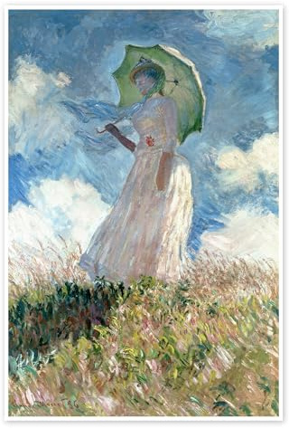 Posterlounge Frau mit Sonnenschirm nach links gewendet Poster