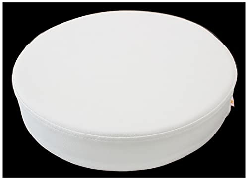 YBAAKZIIR Leder Esszimmerstuhl Kissen, Runde Sitzkissen, rundes Stuhlkissen aus Leder mit maschinenwaschbarem Bezug for Esszimmer, Wohnzimmer und Terrasse(White,35cm(13.7inch))