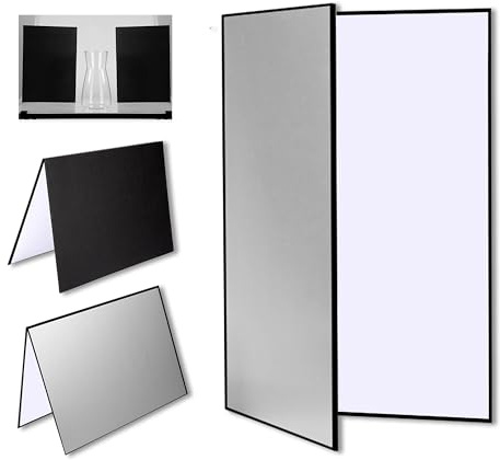FloraVigo 3 in 1 Photography Reflective Sheet Cardboard, 60 x 42 cm Folding Light Diffuser Background A3 Reflective Sheet for Food, Jewelry, Still Life Photography (A3 White/Silver/Black)