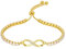 Tennisarmband Damen mit Zirkonia, Armband Unendlichkeitszeichen für Damen Frauen, Verstellbar Freundschaftsarmband aus Edelstahl, Armband Damen Schmuck Geschenke für Mutter Ehefrau Freundin (Gold)