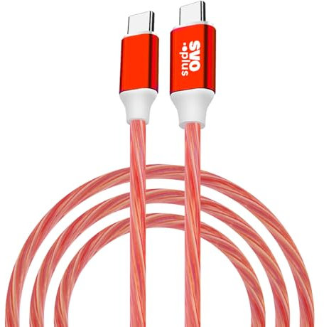 Cavo di Ricarica USB-C a USB-C con LED Luminoso, 1 Metro, 3A Ricarica Veloce, Compatibile con Samsung Galaxy, Google Pixel, Xiaomi (ROSÀ)