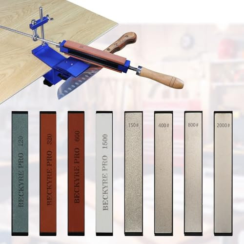 Messerschärfer Profi Messerschärfsystem Schleifmittel-Haltesystem 360° Flip Drehung mit festem Winkel mit 4 Schleifsteine und 4 Diamantsteine
