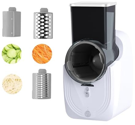 Electric Cheese Grater, Electric Graters, Automatic Multi Grater, Professional Chopper Slicer 3 in 1 Vegetable Slicer with 3 Types Slice for Cheese Vegetables Fruits (White)