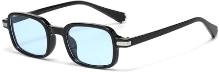 EJDHA Lunettes de soleil vintage pour femme - Écaille de tortue - Verres transparents - Design rectangulaire - Lunettes de soleil d'extérieur avec protection UV, Noir/bleu., Taille unique