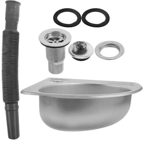 MAGICLULU Évier INOX Compact à Cuve Unique pour Camping Installation Facile sans Outil Lavabo Multifonction pour Cuisine Et Salle De Bains Évier Petit Angle Adapté Van Aménagé