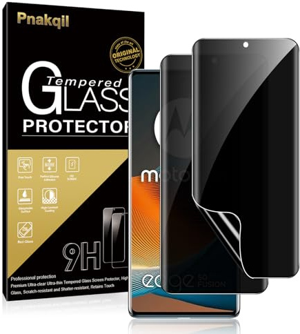 Pnakqil Protector pantalla privacidad para Motorola Edge 50 Fusion,2 Piezas TPU Cristal Vidrio Templado Antiespia, HD Anti Arañazos Sin Burbujas Película Protectora para Motorola Edge 50 Fusion 6,7