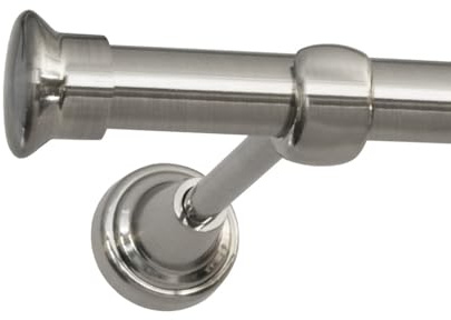 Print Cycero packaging Gardinenstange 240cm breit - 19 mm Durchmesser - 1-Läufig, Wandbefestigung - Vorhangstange für Ösenvorhänge, Fenster, schwere Vorhänge, Innenlaufstange - Duo