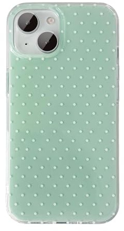 QLTYPRI for iPhone 14/iPhone 13 Case Cute Polka Dot Phone Case, Green | Polka Dot Aesthetic Phone Case for Girls Women, Raised Camera Protection, Durable TPU Slim Shockproof Protective Phone Cover