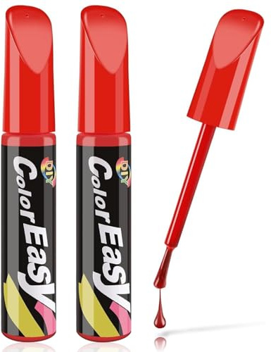 TPZORJX 2 Pezzi Penna Ritocco Carrozzeria,12ml Penna per Ritocco Auto,Rimuovi Graffi Auto,Pennarello Copri Graffi Auto,Penna per Riparazione Graffi Auto, Riparazione Graffi(Rosso)