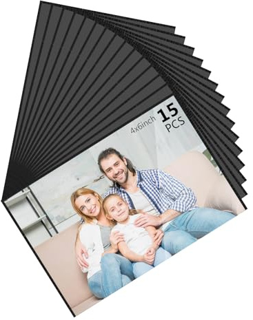 Woobroo 15 Pcs Magnetic Photo Frame - 4×6in DIY Customizable Reusable Fridge Magnets for Photos & Postcards (Black)