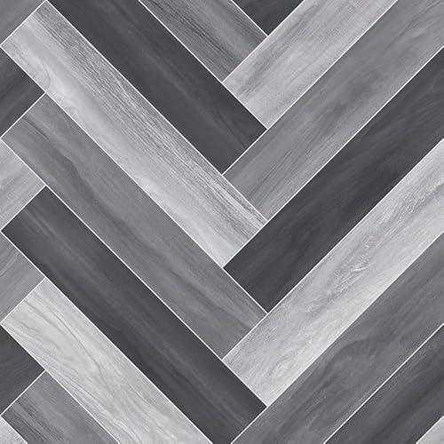 Venice Tile 990D Grey Wood Herringbone Effect Turbo Vinyl Flooring | - 3m x 3m (9ft10 x 9ft10)