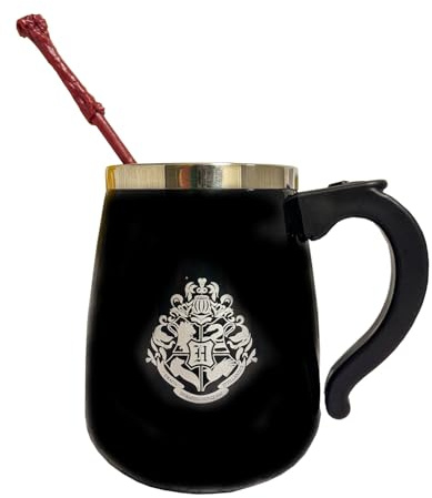 Harry Potter Tasse mit Zauberstab, Selbstrührende Tasse, Ein Muss Für Muggel & Magier, 350ml, Harry Potter Kaffetasse Selbstrührend