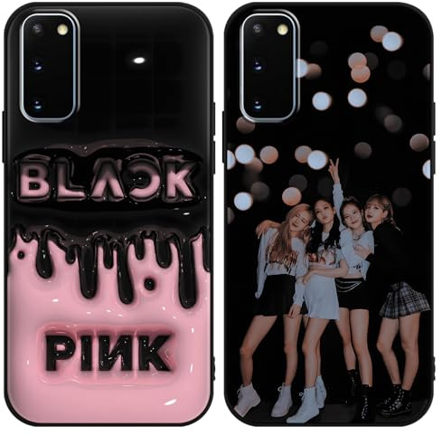 2 Stück Handyhülle für Samsung Galaxy S20 Hülle 6.2 Zoll, Korea Idol Blackpink Kpop Star Rose Jenny Lisa Jisoo Pose Muster Designs Case Schwarz Schutzhülle Stoßfest TPU Weich Ultra Dünn Cover