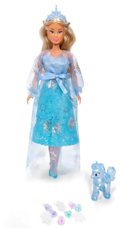 Simba Steffi Love Crystal Princess – Puppe (29 cm) mit Einhorn & magischem Rock zum Dekorieren, inkl. 9 Kristallen, kreatives Rollenspiel-Set für Kinder ab 3 Jahren