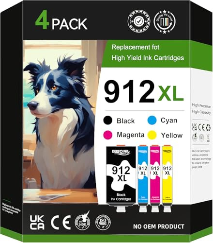 912xl Multipack Patronen Kompatibel für hp 912 912 XL druckerpatronen für Officejet Pro 8022 Patronen,officejet pro 8020 8012 8010, 912xl Schwarz, Cyan, Magenta, Gelb