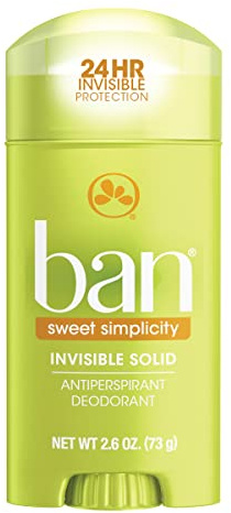 Ban Antiperspirant Deodorant, Invisible Solid, Sweet Simplicity, 2.6 Ounce
