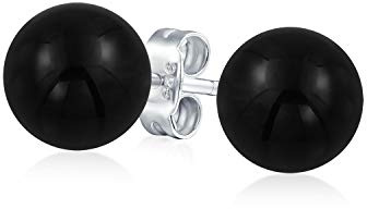 Große 10MM Natürliche Edelstein Runde Perlen Kugel Ohrstecker .925 Sterlingsilber Für Frauen Teenager Verschiedene Geburtssteine
