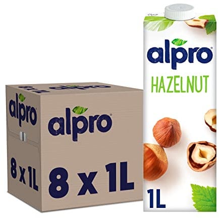 Alpro Hazelnut Plant-Based Long Life Drink - Vegan Dairy Free & Lactose Free Milk Alternative - 1L (Pack of 8)
