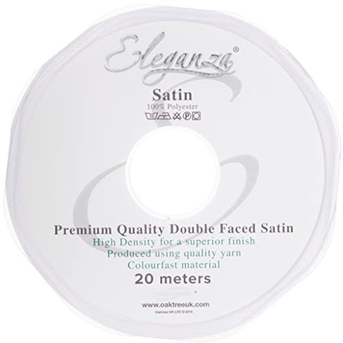 ELEGANZA Double Faced Satin Ribbon 6mm x 20m White No.01