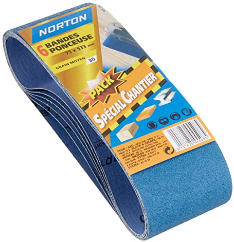 Norton Lot de 6 Bandes 75 x 533 mm Grain 80
