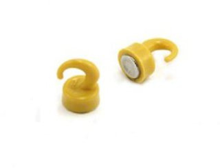 FIRST4MAGNETS Yellow Plastic Mini Magnetic Hooks for Fridge, Office, Whiteboard, Noticeboard, Filing Cabinet - 12mm Dia x 20mm Tall - 1kg Pull - Pack of 200