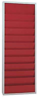 EICHNER | Planungstafel | mit 10 Schienen | zweireihig | HxBxT 1280 x 554 x 74 mm | rot
