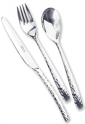 Lebrun Couverts - Ménagère et Service 24 Pièces FACETTE- Acer Inox -Coffret Table 6 Personnes -Set de 24 Couverts Art de la table -6 Fourchettes, 6 Couteaux, 6 Cuillères à soupe et 6 Petites Cuillères