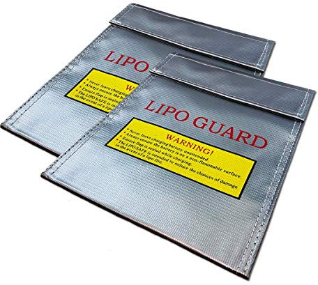 2 Stück Lipo Akku Taschen 18x22cm Sicherheitstasche Schutztasche Feuer Sicherheit Safe Bag Werttasche Brandschutztasche Ladetasche