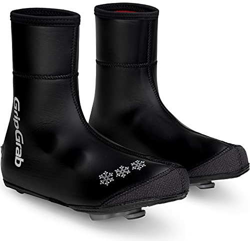 GripGrab Arctic Gefütterte Winter Rennrad Überschuhe Neopren Überzieher | Wasserdichte Schuhüberzieher mit Thermo-Fleece-Futter für rennorientierte Rennradschuhe, reißverschlussloses Design