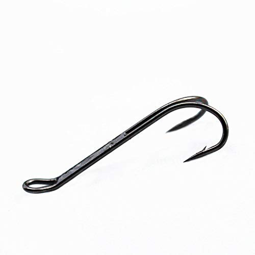 Tigofly 20 pcs/lot Black Double Hook Fly Tying Hooks Strong Double Claws Salmon Trout Fly Fishing Barbed Duplex Hooks Size 4#