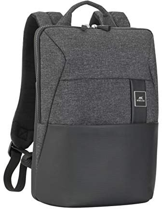 Rivacase Laptoprucksack bis 15,6 Zoll - eleganter Rucksack aus hochwertigem RPET Kunstleder, trendigem Melange-Gewebe und strapazierfähigem Polyester für MacBook Pro 16 und Ultrabooks