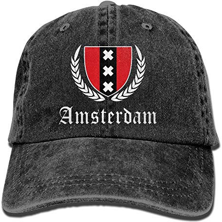 Trushop Amsterdam Crest Unisex Cotton Washed Denim Leisure Cap Hat Adjustable Natural Baseball Caps Hüte