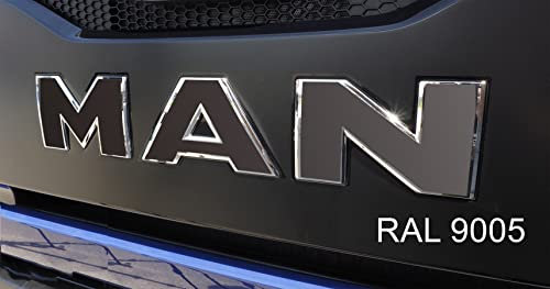 W.B.A. Aufkleber passend für Man Emblem TGX/TGS Euro 6 ab Bj. 2013 RAL 9005 schwarz Glanz (schwarz Glanz RAL 9005, TGS)