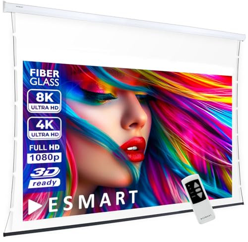ESMART Professional TATENSO Akustik Tension-Leinwand 380 cm Bild 332 x 187 cm (150) 16:9 | Programmierbare Fernbedienung | Heimkino elektrische Beamer Leinwand Projektionsleinwand