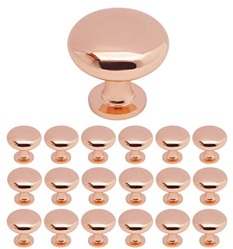 Probrico 20 Pack Solid Round Cabinet Door Knob Rose Gold Kitchen Cabient Knobs Dresser Handle Wardrobe Pulls Diameter 30mm