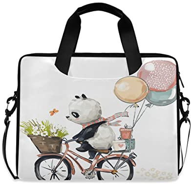 ALAZA Laptoptasche, ethnischer indischer Elefant, Computerhülle, Laptop-Handtaschen, Aktentasche mit Gurt und Griff, für Jungen, Mädchen, Damen, Herren, 35,6 cm, 38,1 cm, 39,6 cm (14 Zoll), Panda 027,