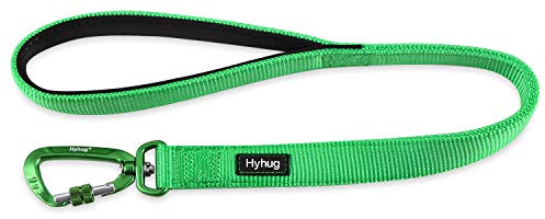 Lightweight Aluminum Alloy Hook Buckle, High-grade Upgraded Traffic Durable Nylon 24 inch Short Leash, with soft Neoprene Lining Handle, Professional Training (24 Inch Long, Lime Green)
