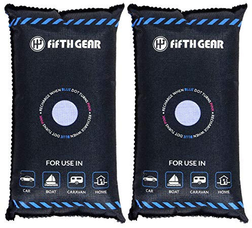 Fifth Gear 2 x 1kg Silica Gel Car Dehumidifier, Dry Air, Reusable Moisture Absorber Bag, Automotive Dehumidifier, Keep Windows Fog-Free. Prevents Condensation and Mold, Includes 2 x Anti Slip Mat