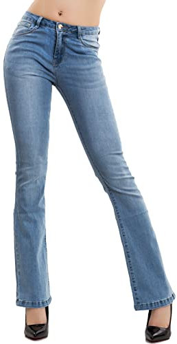Toocool Jeans Damen Hose Skinny Push Up Pfote Elefant Glocke XM-986, blau, XL