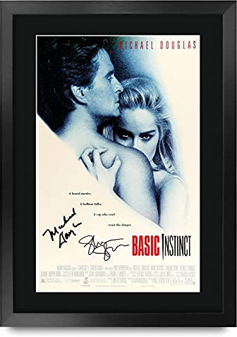 HWC Trading FR A3 Basic Instinct Filmposter Michael Douglas Gifts Gedrucktes Poster, signiertes Autogramm, Bild für Film-Erinnerungsstücke Fans, A3 gerahmt