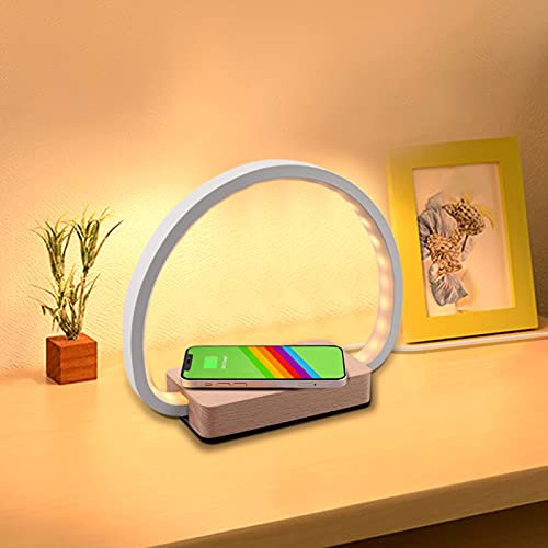 COLORLAM Bedside Lamp with Wireless Charger 3 Color Temeratures Touch Control Table Lamp with USB Port Dimmable Bedroom Night Light 180°Rotatable Stand for Kids Adult Home Office Living Room
