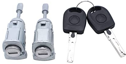 TAKPART 2 x Schließzylinder Türschloss Zündschloss Zündschalter + 2 x Schlüssel Sicherheitsschlüsseln im Set für B-o-r-a Golf IV Fabia I 604837167 604837168 (Links + Rechts)