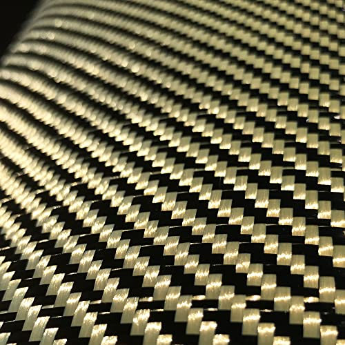 KARBXON – 1 Meter breit – Kohlefaser-Aramid-Stoff – Gelb – 3K – 240 g/m – Twillgewebe – fortschrittliches Fasergewebe – breit gesäumter Stoff für Reparatur, DIY-Projekte
