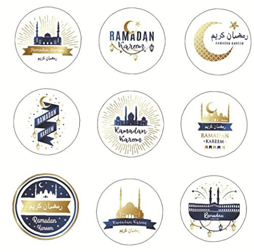 Froiny Ramadan Kareem Sticker 90St Runder Eid Mubarak Geschenkanhänger Kareem Etiketten für Eid Fitr Eid Adha Festival