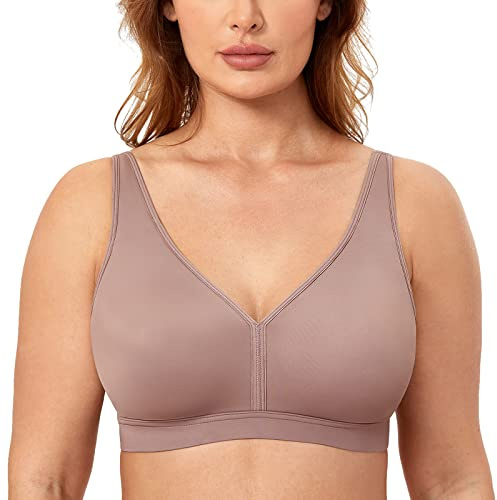 AISILIN Reggiseno Senza Ferretto Donna Bralette Comodo Taglie Forti Senza Cuciture Coppa Piena Reggiseno per Dormire mochaccino 7D