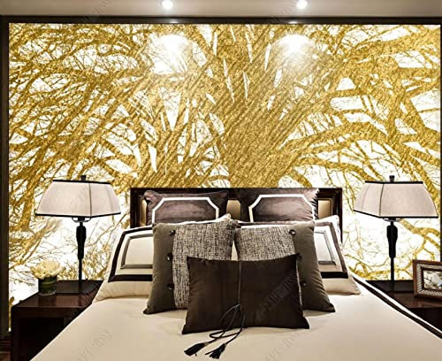 Papier Peint Panoramique Arbre Doré Abstrait Papier Peint Intissé 3D Murale Tableaux Muraux Tapisserie Salon Chambre