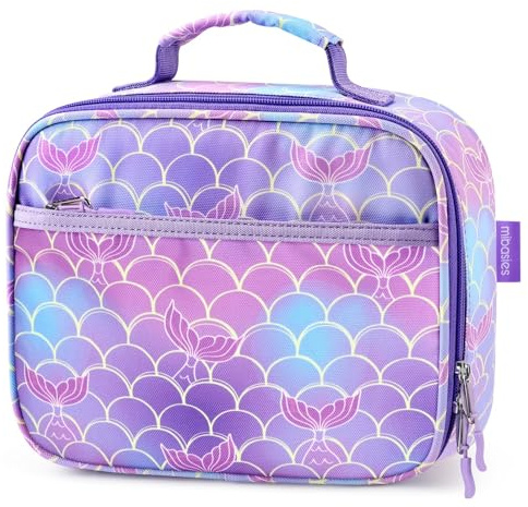 mibasies Kids Lunch Box for Girls, Insulated and Reusable Lunch Bag for School Preschool Kindergarten, Mermaid Tail