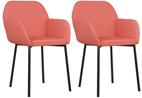 vidaXL Esszimmerstühle 2 STK., Esszimmerstuhl mit Armlehnen, Essstuhl Küchenstuhl Metall-/Sperrholzrahmen, Stuhl Sessel für Esszimmer Küche, Rosa Samt