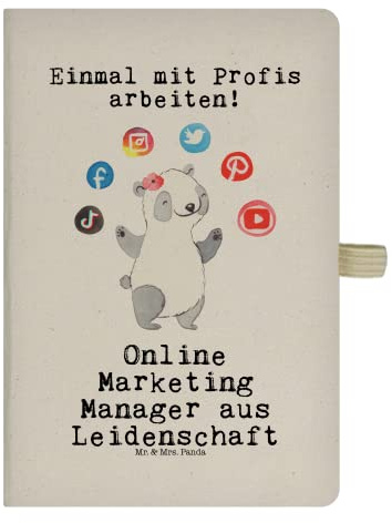Mr. & Mrs. Panda DIN A5 Baumwoll Notizbuch Online Marketing Manager Leidenschaft - Geschenk, Kladde, Rente, Digital Marketing, Ausbildung,